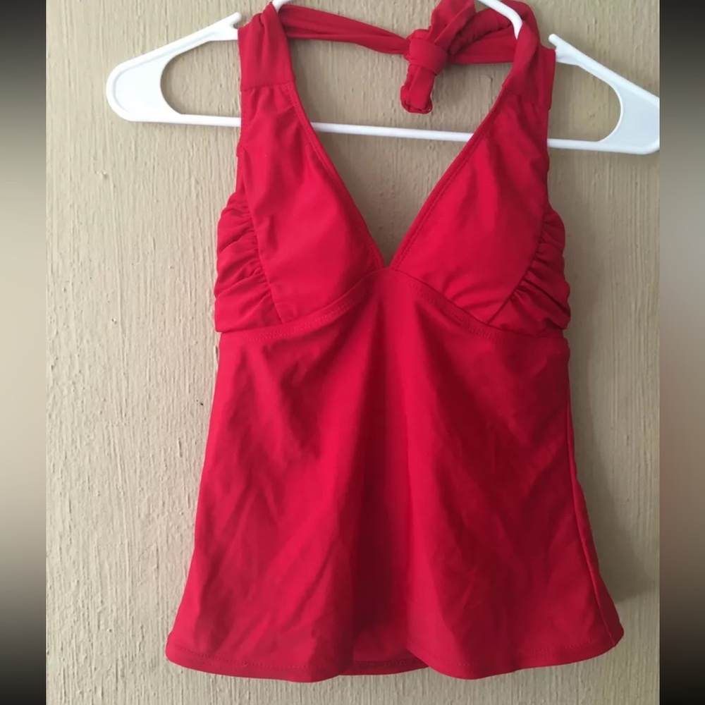 Kenneth Cole New York Womens Swim Halter Tankini Top Swimwear Bra Size S Red NWT